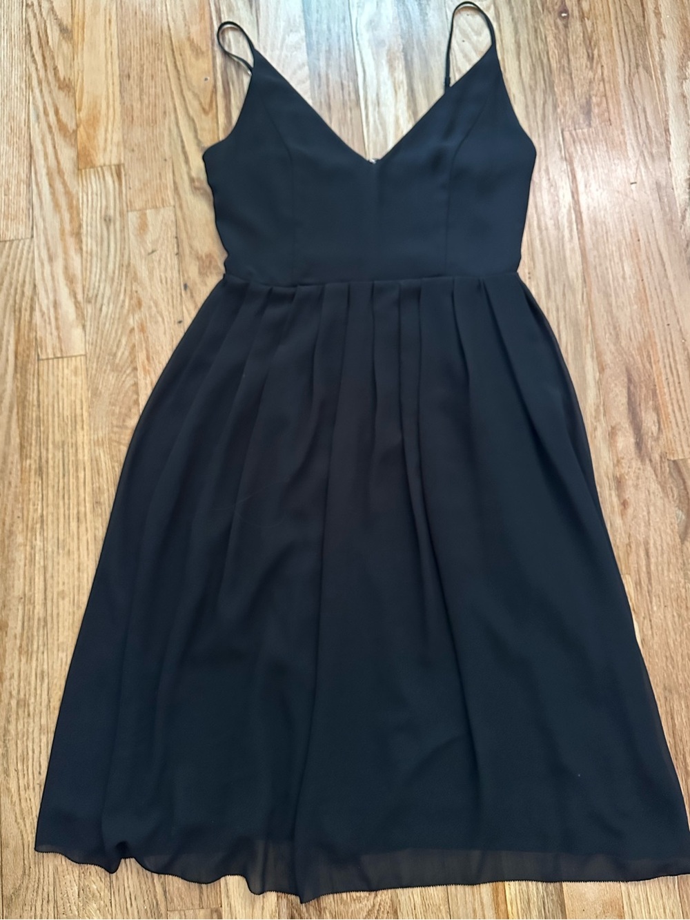 Aritzia Black V-Neck Spaghetti Strap Midi Dress